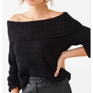 Ribbed Off the Shoulder Chenille Sweater NWOT